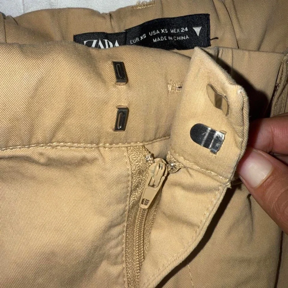 Zara Tan Cargo Bermuda Shorts